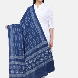 THE WEAVE TRAVELLER Blue Printed Sustainable Dupatta-picture-27