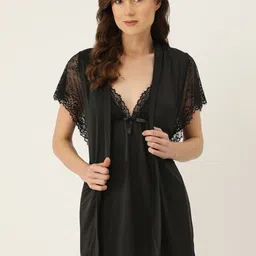 Ms.Lingies Net Solid Baby Doll with Robe-picture-10