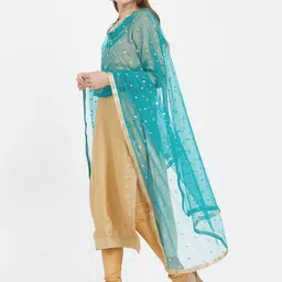 Dupatta Bazaar Green & Gold-Toned Embroidered Dupatta-picture-12
