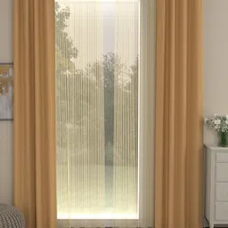 ROSARA HOME Taupe & Gold-Toned Set of 4 Black Out Door Curtains-image-68