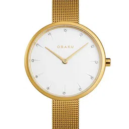Obaku Women White Brass Dial & Gold Toned Stainless Steel Analogue Watch V233LXGIMG-picture-21