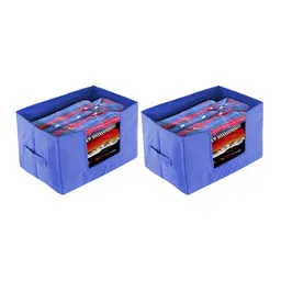 Kuber Industries Set Of 2 Blue Solid Shirt Stacker Organisers With Handles-picture-28