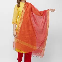 Dupatta Bazaar Red & Gold-Toned Solid Dupatta-picture-45