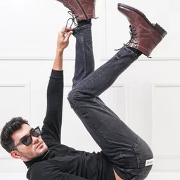 THOMAS CRICK Men Textured Leather Biker Boots-image-78