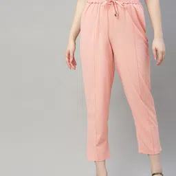 Sera Women Pink Tapered Fit Solid Peg Trousers-picture-27