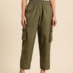 FITHUB Women Straight Fit High-Rise Cargos Trousers-picture-24