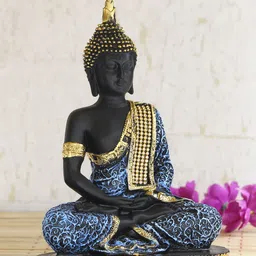eCraftIndia Black & Blue Meditating Buddha Decorative Showpiece-image-55