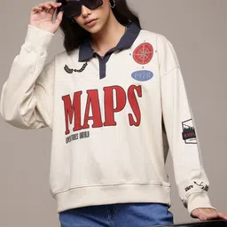 The Roadster Lifestyle Co. Shirt Collar Printed Sweatshirt-picture-14