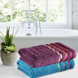 BIANCA Set of 2 Purple & Blue 450 GSM Bath Towels-picture-40