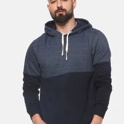 Campus Sutra Men Navy Blue Solid Hooded Sweatshirt-image-62