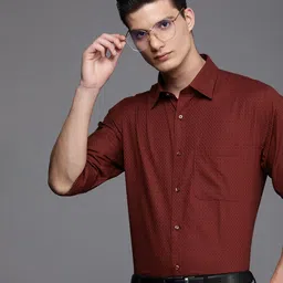 Raymond Slim Fit Geometric Printed Pure Cotton Formal Shirt-image-2