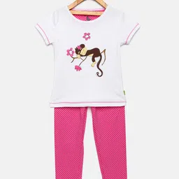 mackly Girls White & Pink Printed Night suit 13010003-7-8 yrs-picture-22