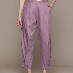 Moda Rapido Women Pure Cotton Cropped Trousers-image-60