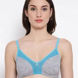 Clovia Grey & Turquoise Blue Colourblocked Non-Wired Non Padded Everyday Bra BR1652P013-picture-22