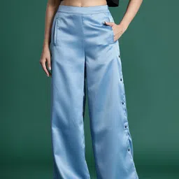DressBerry Women Satin Trousers with Slit-Detail-image-30