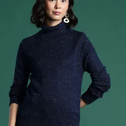 DressBerry Turtle Neck Speckled Sweaters-image-29