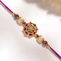 Voylla Regal Bloom Stone Floral Thread Rakhi-picture-14