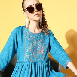 Juniper Lovely Blue Viscose Rayon Swirling Volume Tunic-picture-15