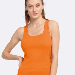 Friskers Orange Cotton Ribbed Tank Top-picture-37