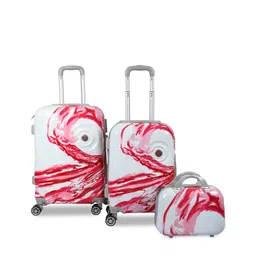 Polo Class Unisex Set Of 3 Red & White Printed Trolley & Vanity Bags image 1