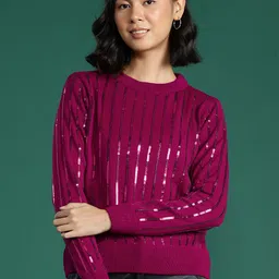 DressBerry Sequined Striped Pullover-picture-11