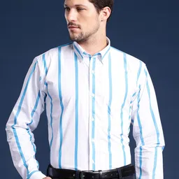 Hancock Men Striped Slim Fit Pure Cotton Formal Shirt-picture-37
