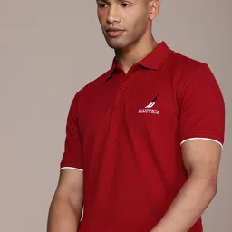 Nautica Brand Logo Embroidered Polo Collar Pure Cotton T-shirt-picture-44