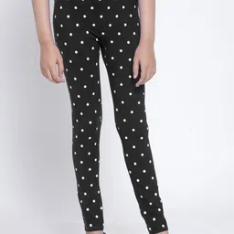 KLOTTHE Girls Black & White Printed Slim-Fit Ankle-Length Treggings-image-37