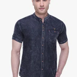 Kuons Avenue Men Charcoal Grey Slim Fit Faded Casual Shirt-picture-19