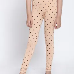 KLOTTHE Girls Beige & Black Printed Slim-Fit Ankle-Length Treggings-image-77