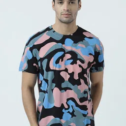 Huetrap Men Black & Blue Printed Round Neck T-shirt-picture-12