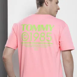 Tommy Hilfiger Brand Logo Back Printed Pure Cotton T-shirt-picture-37