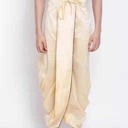 Sanwara Men Beige Solid Art Silk Dhoti-image-78