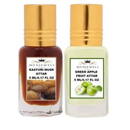 Menjewell Set Of 2 Kasturi Musk & Green Apple Fruit Attar-picture-25