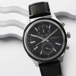 Titan Men Black Leather Analogue Watch 1733KL01-picture-5