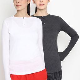 appulse Women Multicoloured Solid Henley Neck T-shirt-picture-46