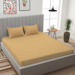 Story@home Beige & Peach-Coloured Floral 210 TC 2 King Bedsheet with 4 Pillow Covers-picture-7