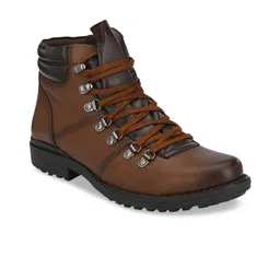 Delize Men Brown Leather Trekking Shoes-picture-34