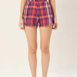 Sera Women Multicoloured Checked Regular Fit Shorts-picture-24