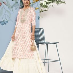 Libas Women Floral Motifs Yoke Design Kurta-picture-7