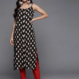 KSUT Women Black & Beige Printed Kurta-picture-38