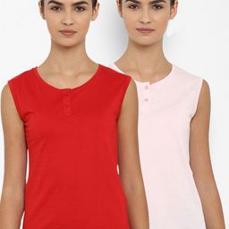 appulse Women Pack of 2 Solid Henley Neck Slim Fit T-shirts-picture-16