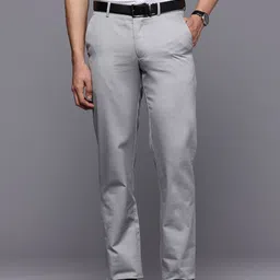 Louis Philippe Men Pure Cotton Slim Fit Formal Trousers-image-60