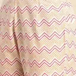 anayna Women Pink & White Ethnic Motifs Printed Pure Cotton Kurta with Trousers & Dupatta image 3