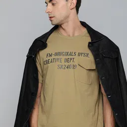 Flying Machine Pure Cotton Typography Printed Pocket T-shirt-picture-19