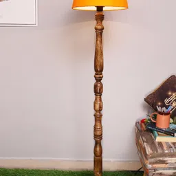 Homesake Orange & Brown Set Of 2 Contemporary Handcrafted Club Lamp with Shade-picture-32