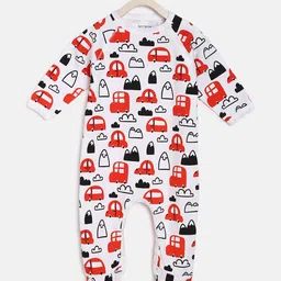 berrytree Kids Red & White Printed Organic Cotton Sustainable Rompers-picture-16