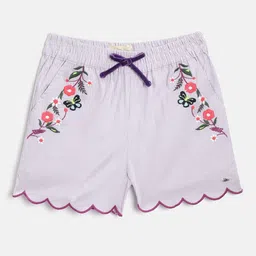 Cherry Crumble Girls Purple & White Striped Regular Fit Shorts-picture-18