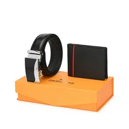 Pacific Gold Men Black Leather Accessory Gift Set-image-2