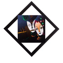 eCraftIndia Multicoloured Radha & Krishna UV Wall Art image 1